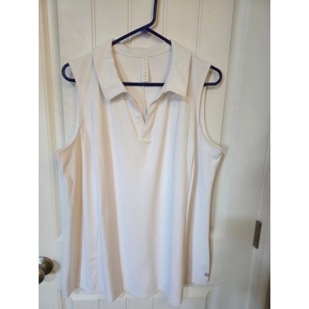 Lane Bryant LIVI White Sleeveless Golf Polo Top Plus Size 18/20